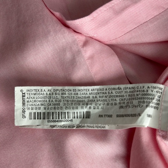 Zara Man Slim Fit Pink Button-Down Shirt 100% Cotton Size L - Picture 5 of 8